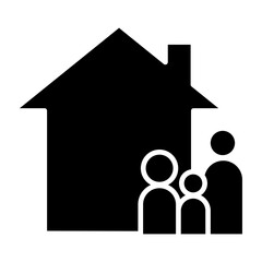 House and family icon in glyph style