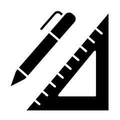 Fototapeta premium Pen and ruler icon in glyph style