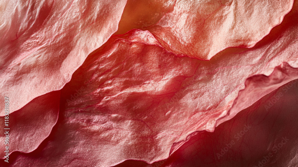 Aufkleber textured layers of delicate material in shades of red and pink create an artistic abstraction