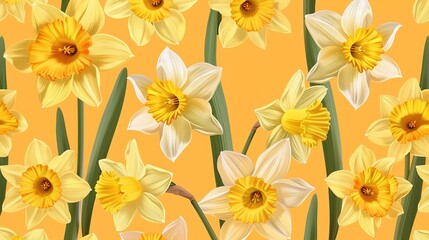 Fototapeta premium daffodil seamless pattern wallpaper