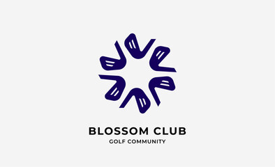 Logo mandala pettern with golf stick. Sport, competition and club design.