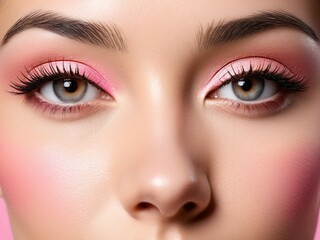 Obraz premium Primer plano de un rostro femenino de piel perfecta y luminosa en concepto de fotografía cosmética