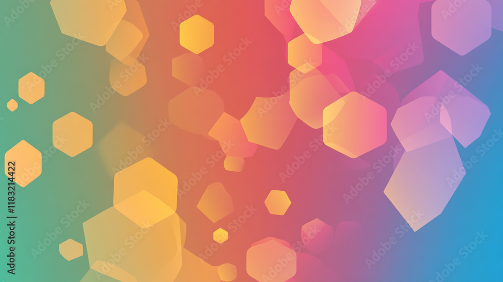 Poster abstract colorful hexagon shapes blend together in a vibrant design background