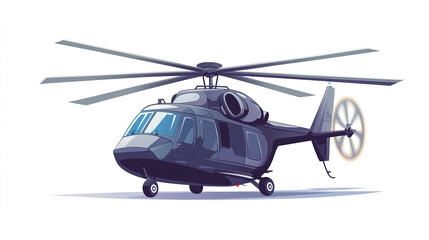 Cartoon flat helicopter with rotor blades, versatile design, isolated on white background.