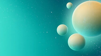 Celestial Bodies Orbiting In A Teal Space