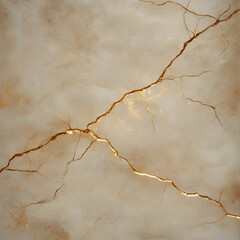 Subtle gold shimmer on aged glass texture with cracks and imperfections