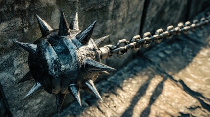 Fototapeta premium Medieval flail with spike and chain