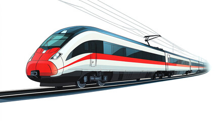Fototapeta premium Vibrant cartoon train, clipart-friendly, isolated on white. 