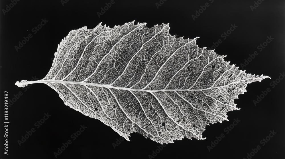 Aufkleber a close-up of a delicate skeleton leaf, its intricate vein patterns creating a natural and artistic 