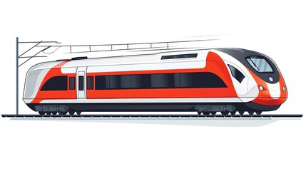 Minimalist flat train clipart file, isolated on white background.  