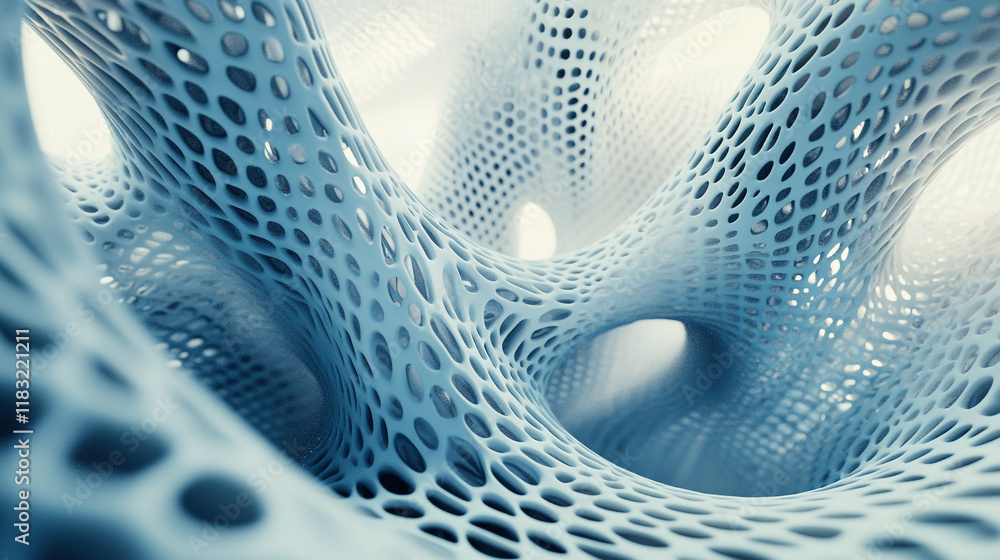 Poster intricate network of blue abstract shapes creates a mesmerizing visual experience