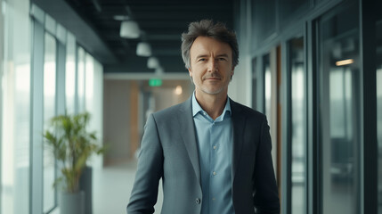 Fototapeta premium Profressional business man standing in office. Generative Ai. 