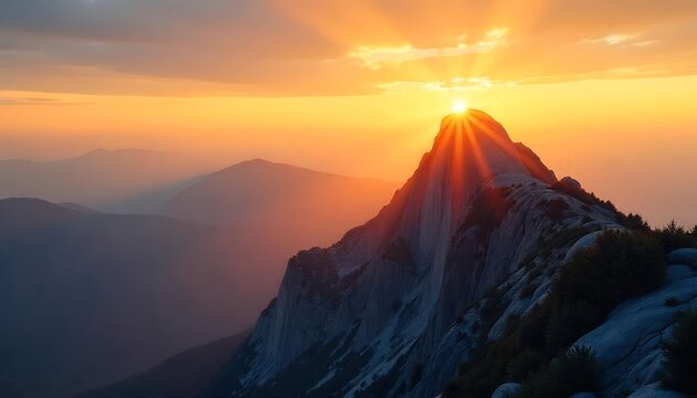 Majestic Mountain Sunset Panorama - Golden hour photography