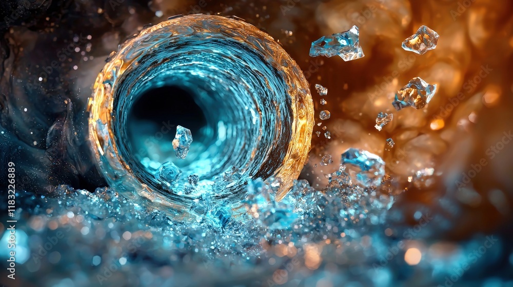 Aufkleber abstract tunnel with crystal-like patterns abstract tunnel background style
