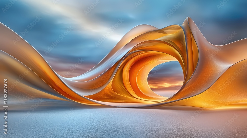 Poster abstract tunnel with flowing ribbons abstract tunnel background style