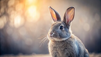 Fototapeta premium Minimalist Gray Rabbit - Elegant Studio Portrait