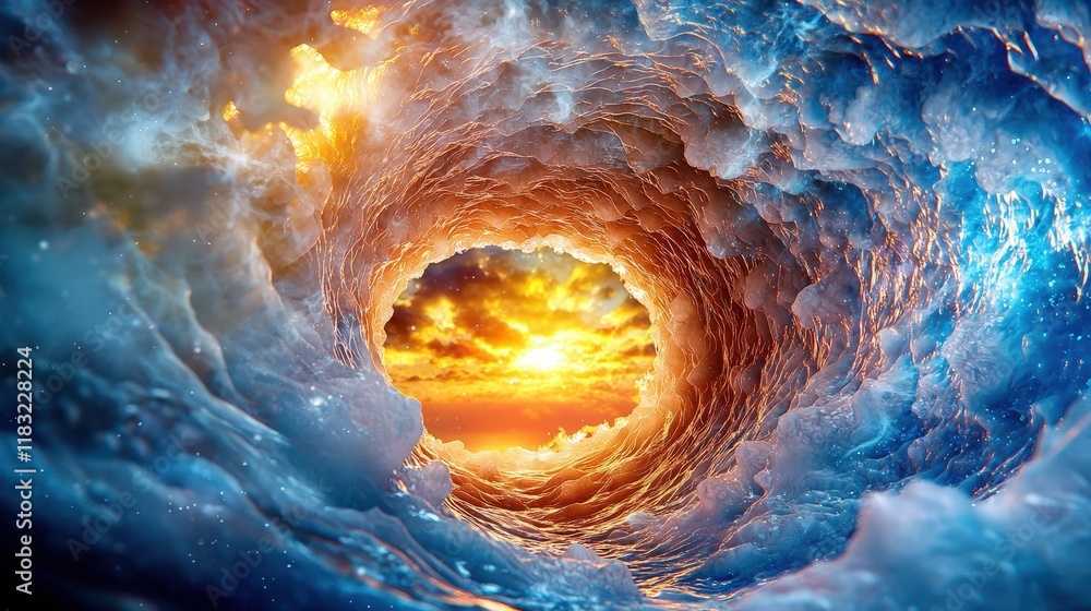 Poster abstract tunnel with fractal designs abstract tunnel background style