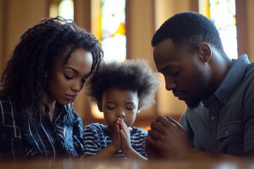 African family sitting and reading the Bible.