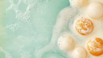 Obraz premium Abstract Bath Bomb Bubbles in Pastel Green Water
