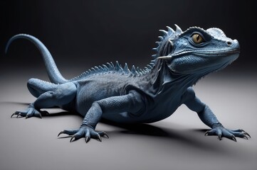 Fototapeta premium Blue lizard, reptile, creature, fantasy, animal, 3D render.