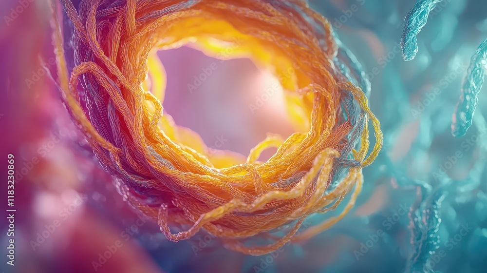 Poster abstract tunnel with vibrant interwoven threads abstract tunnel background style