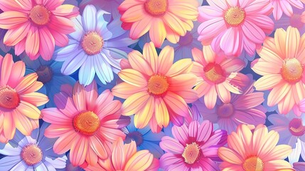 Fototapeta premium daisy seamless pattern wallpaper