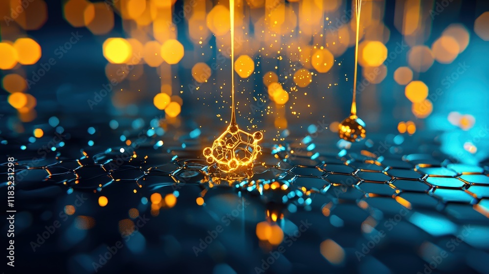 Aufkleber abstract visualization of nanomaterials forming intricate molecular structure