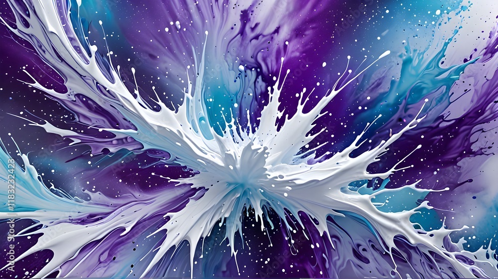 Poster abstract background image gradient color purple blue white splash like star explosion in galaxy. abs