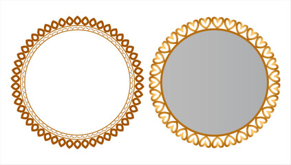 Luxury golden circle frame with vintage gold circular pattern transparent background round ornament	