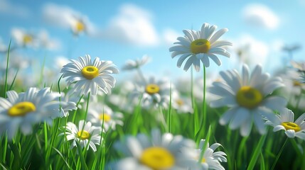 Fototapeta premium daisy seamless pattern wallpaper