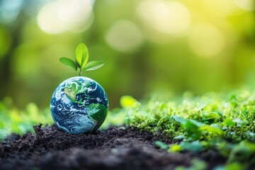 A serene nature-inspired scene showcasing the harmony of a happy retired life for seniors and its environmental benefits.