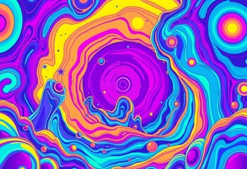 Abstract colorful swirling pattern with bright neon colors.