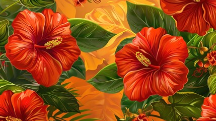hibiscus seamless pattern wallpaper