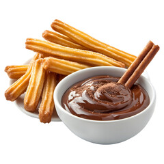 Caramel Churro Dip with Chocolate on transparent background