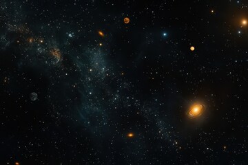 Naklejka premium Stunning view of galaxies and celestial bodies in deep space captured from an astronomical observatory