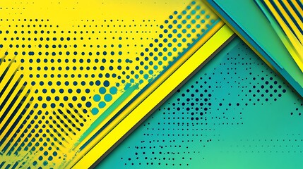 Abstract Yellow Green Geometric Design With Dots