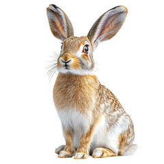 Fototapeta premium A realistic illustration of a sitting rabbit with large ears.