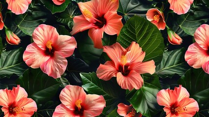 hibiscus seamless pattern wallpaper