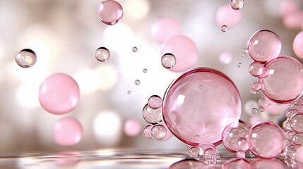 Abstract image of pink bubbles floating in a liquid.  Beautiful and serene.