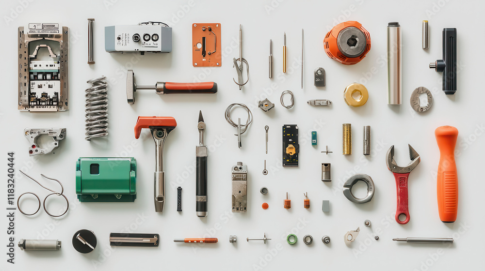 Poster collection of high quality tools for factory and workshop use, showcasing precision and functionalit