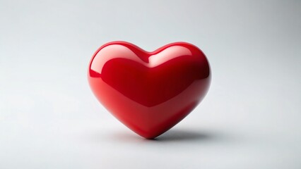 Fototapeta premium Minimalist Red Heart Valentine's Day Symbol Isolated on White Background
