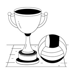 A hand drawn illustration of volleyball trophy 
