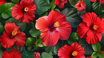 hibiscus seamless pattern wallpaper