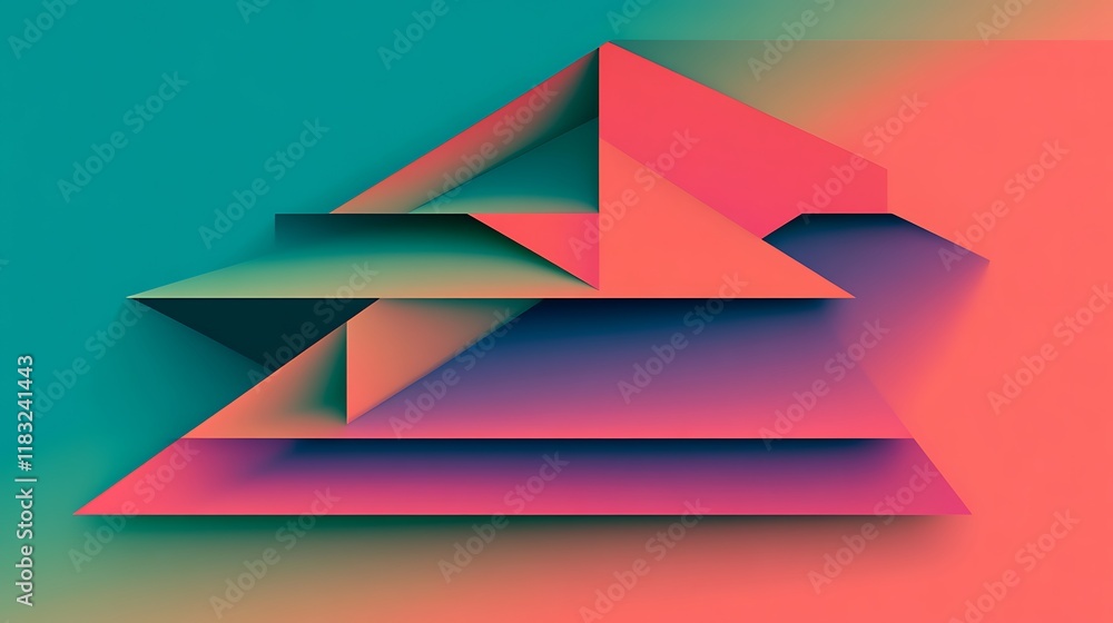 Poster abstract geometric shape design with gradient colors