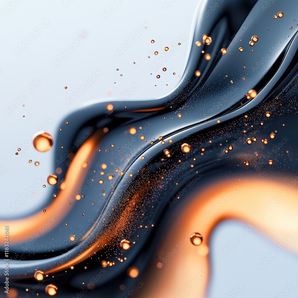 Poster close-up of liquid metals morphing dynamically into various shape