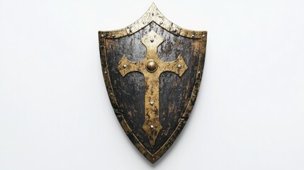 Medieval shield on white background