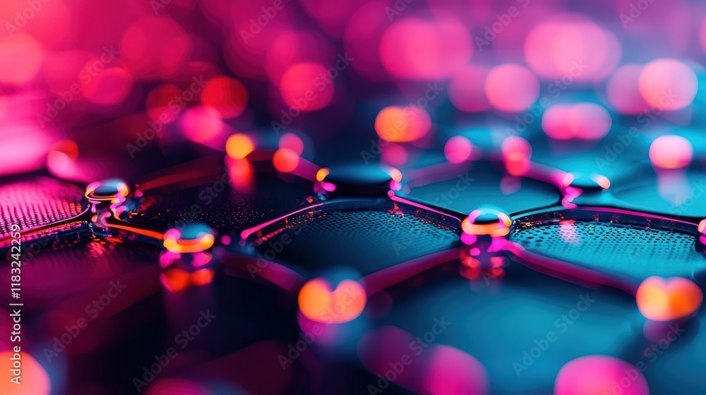 Poster close-up of nanostructures creating vibrant patterns on a microscopic leve