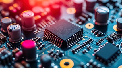 Circuit board background bokeh blurred image