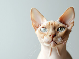Charming Portrait of a Playful Sphynx Cat Against a Clean White Background: A Must-Have for Every Cat Enthusiast&rsquo;s Collection!