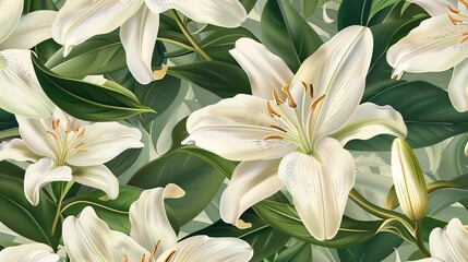 Fototapeta premium lily seamless pattern wallpaper